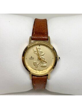 Vintage Lorus Disney Mickey Mouse Gold Tone Quartz Ladies Watch 25mm running